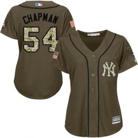 Wholesale Cheap Yankees #54 Aroldis Chapman Green Salute to Service Women\'s Stitched MLB Jersey