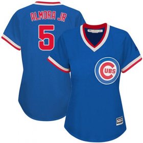 Wholesale Cheap Cubs #5 Albert Almora Jr. Blue Cooperstown Women\'s Stitched MLB Jersey