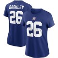 Wholesale Cheap New York Giants #26 Saquon Barkley Nike Women's Team Player Name & Number T-Shirt Royal