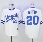 Wholesale Cheap Mitchell And Ness Royals #20 Frank White White Throwback Stitched MLB Jersey
