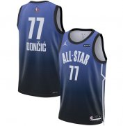 Cheap Men's 2023 All-Star #77 Luka Doncic Blue Game Swingman Stitched Basketball Jersey