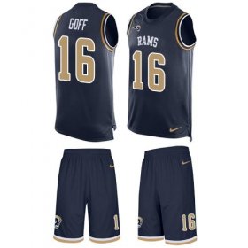 Wholesale Cheap Nike Rams #16 Jared Goff Navy Blue Team Color Men\'s Stitched NFL Limited Tank Top Suit Jersey