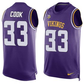 Wholesale Cheap Nike Vikings #33 Dalvin Cook Purple Team Color Men\'s Stitched NFL Limited Tank Top Jersey