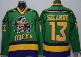 Wholesale Cheap Ducks #13 Teemu Selanne Green CCM Throwback Stitched NHL Jersey