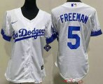 Wholesale Cheap Women's Los Angeles Dodgers #5 Freddie Freeman White City Cool Base Jersey