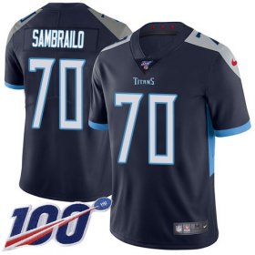 Wholesale Cheap Nike Titans #70 Ty Sambrailo Navy Blue Team Color Youth Stitched NFL 100th Season Vapor Untouchable Limited Jersey