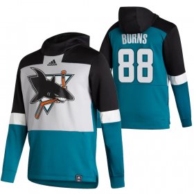 Wholesale Cheap San Jose Sharks #88 Brent Burns Adidas Reverse Retro Pullover Hoodie Gray Teal