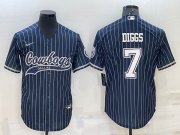 Wholesale Cheap Men's Dallas Cowboys #7 Trevon Diggs Navy With Patch Cool Base Stitched Baseball Jersey