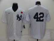 Wholesale Cheap Men's New York Yankees #42 Mariano Rivera White No Name Stitched Rose Nike Cool Base Throwback Jersey