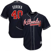 Wholesale Cheap Braves #40 Mike Soroka Navy Blue New Cool Base Stitched MLB Jersey