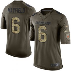 Wholesale Cheap Nike Browns #6 Baker Mayfield Green Men\'s Stitched NFL Limited 2015 Salute to Service Jersey