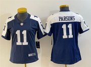 Cheap Women's Dallas Cowboys #11 Micah Parsons Navy White Vapor Untouchable Limited Stitched Jersey(Run Small)