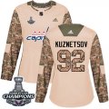 Wholesale Cheap Adidas Capitals #92 Evgeny Kuznetsov Camo Authentic 2017 Veterans Day Stanley Cup Final Champions Women's Stitched NHL Jersey