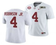 Wholesale Cheap Men's Alabama Crimson Tide #4 Brian Robinson Jr 2022 Patch White College Football Stitched Jersey