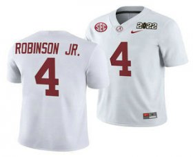 Wholesale Cheap Men\'s Alabama Crimson Tide #4 Brian Robinson Jr 2022 Patch White College Football Stitched Jersey