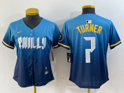 Cheap Women's Philadelphia Phillies #7 Trea Turner Blue 2024 City Connect Limited Stitched Jersey