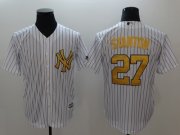 Wholesale Cheap Yankees #27 Giancarlo Stanton White Gold No. New Cool Base Stitched MLB Jersey