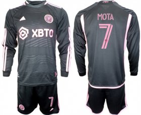 Cheap Men\'s Inter Miami CF #7 Mota 2023-24 Black Away Soccer Jersey Suit