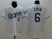 Wholesale Cheap Royals #6 Lorenzo Cain White Flexbase Authentic Collection Stitched MLB Jersey