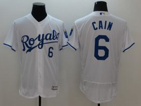 Wholesale Cheap Royals #6 Lorenzo Cain White Flexbase Authentic Collection Stitched MLB Jersey