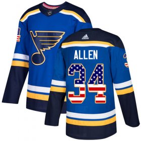 Wholesale Cheap Adidas Blues #34 Jake Allen Blue Home Authentic USA Flag Stitched NHL Jersey