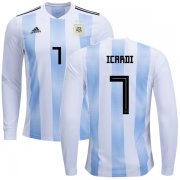 Wholesale Cheap Argentina #7 Icardi Home Long Sleeves Kid Soccer Country Jersey