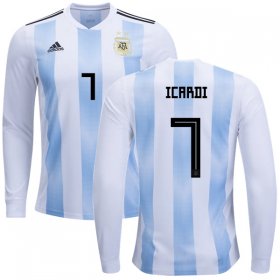 Wholesale Cheap Argentina #7 Icardi Home Long Sleeves Kid Soccer Country Jersey