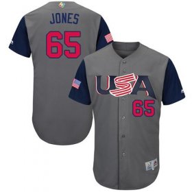 Wholesale Cheap Team USA #65 Nate Jones Gray 2017 World MLB Classic Authentic Stitched Youth MLB Jersey