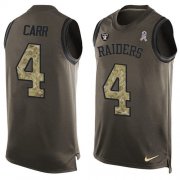 Wholesale Cheap Nike Raiders #4 Derek Carr Green Men's Stitched NFL Limited Salute To Service Tank Top Jersey