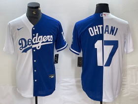 Cheap Men\'s Los Angeles Dodgers #17 Shohei Ohtani White Blue Two Tone Stitched Baseball Jerseys