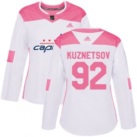 Wholesale Cheap Adidas Capitals #92 Evgeny Kuznetsov White/Pink Authentic Fashion Women\'s Stitched NHL Jersey