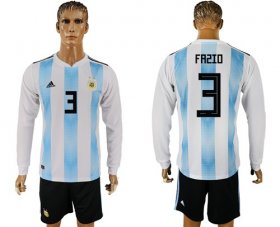 Wholesale Cheap Argentina #3 Fazio Home Long Sleeves Soccer Country Jersey