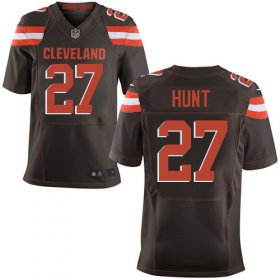 Wholesale Cheap Nike Browns #27 Kareem Hunt Brown Team Color Men\'s Stitched NFL Vapor Untouchable Elite Jersey