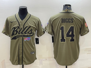 Wholesale Cheap Men's Buffalo Bills #14 Stefon Diggs 2022 Olive Salute to Service Cool Base Stitched Baseball Jersey