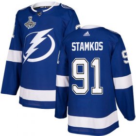 Cheap Adidas Lightning #91 Steven Stamkos Blue Home Authentic Youth 2020 Stanley Cup Champions Stitched NHL Jersey