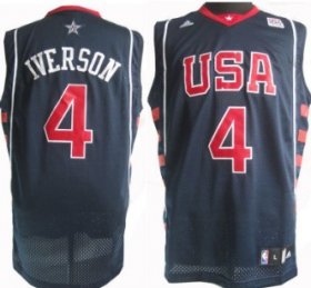 Wholesale Cheap 2004 Olympics Team USA #4 Allen Iverson Navy Blue Swingman Jersey