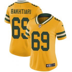 Wholesale Cheap Nike Packers #69 David Bakhtiari Yellow Women\'s Stitched NFL Limited Rush Jersey