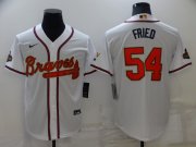 Wholesale Cheap Men's Atlanta Braves #54 Max Fried 2022 White Gold World Series Champions Program Cool Base Stitched Baseball Jersey