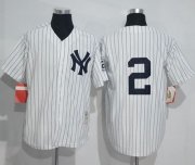 Wholesale Cheap Mitchell And Ness Yankees #2 Derek Jeter White Strip Throwback Stitched MLB Jersey