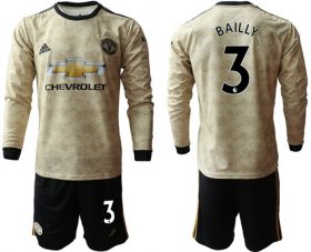 Wholesale Cheap Manchester United #3 Bailly Away Long Sleeves Soccer Club Jersey