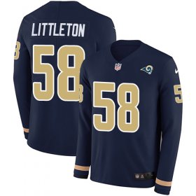 Wholesale Cheap Nike Rams #58 Cory Littleton Navy Blue Team Color Men\'s Stitched NFL Limited Therma Long Sleeve Jersey