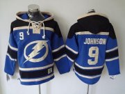 Wholesale Cheap Lightning #9 Tyler Johnson Blue Sawyer Hooded Sweatshirt Stitched NHL Jersey