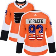 Wholesale Cheap Adidas Flyers #93 Jakub Voracek Orange Home Authentic USA Flag Women's Stitched NHL Jersey
