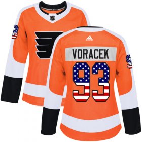 Wholesale Cheap Adidas Flyers #93 Jakub Voracek Orange Home Authentic USA Flag Women\'s Stitched NHL Jersey
