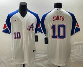 Cheap Men\'s Atlanta Braves #10 Chipper Jones Number White 2023 City Connect Cool Base Stitched Jersey