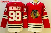 Wholesale Cheap Youth Chicago Blackhawks #98 Connor Bedard Red Black Stitched Jersey