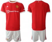 Wholesale Cheap Men 2021-2022 Club Manchester United home red blank Adidas Soccer Jersey