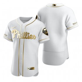 Wholesale Cheap Philadelphia Phillies Blank White Nike Men\'s Authentic Golden Edition MLB Jersey