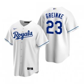 Wholesale Cheap Men\'s Kansas City Royals #23 Zack Greinke White Cool Base Stitched Jersey