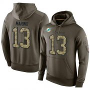 Wholesale Cheap NFL Men's Nike Miami Dolphins #13 Dan Marino Stitched Green Olive Salute To Service KO Performance Hoodie